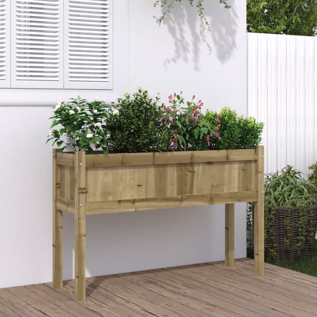vidaXL Fioriera da Giardino in Legno Marrone L: 110 cm, P: 31 cm, H: 70 cm