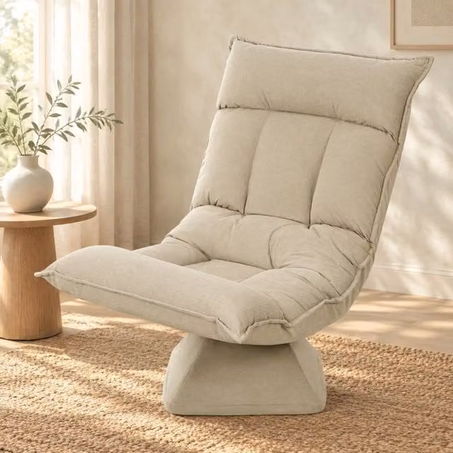 Poltrona da pavimento beige girevole e regolabile