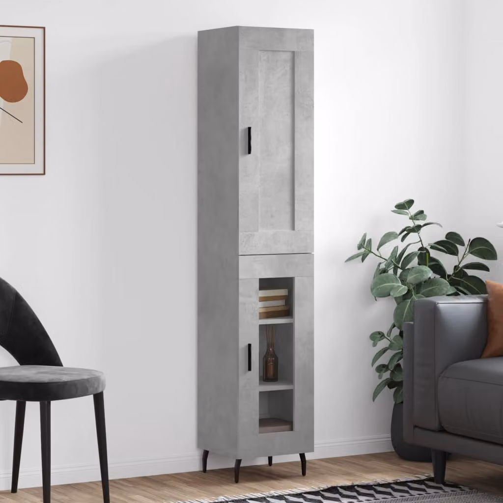 vidaXL Credenza Moderna Grigia con Ante a Battente e Ripiani Interni, L/P/H: 34,5 x 34 x 180 cm