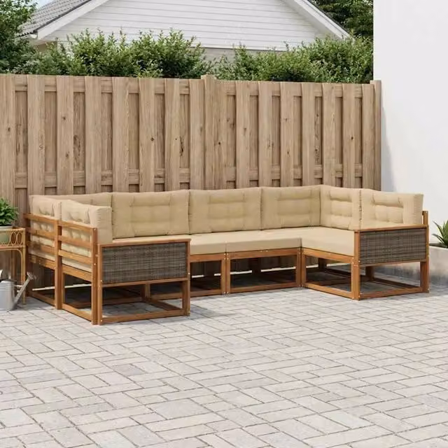 Set di divani da esterno 6 pz Naturale e Beige 3382841