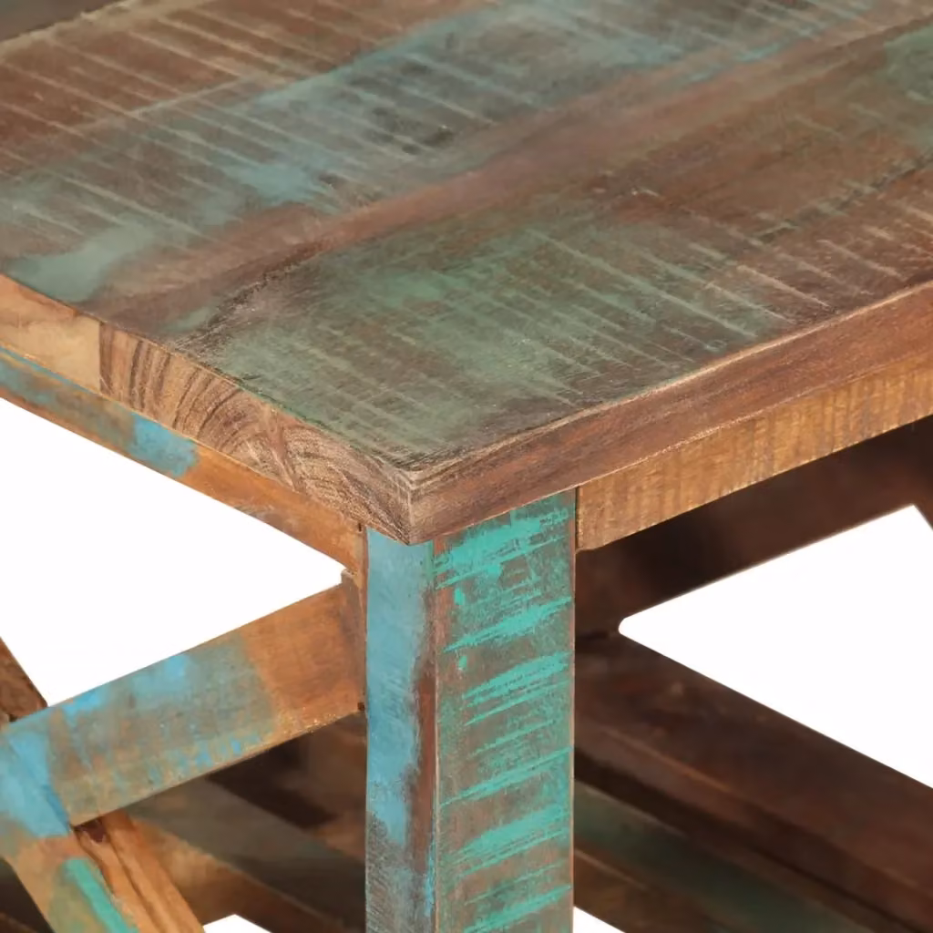 Tavolino quadrato in legno massello multicolore con ruote vidaXL L/P/H: 40 x 40 x 42 cm – 2