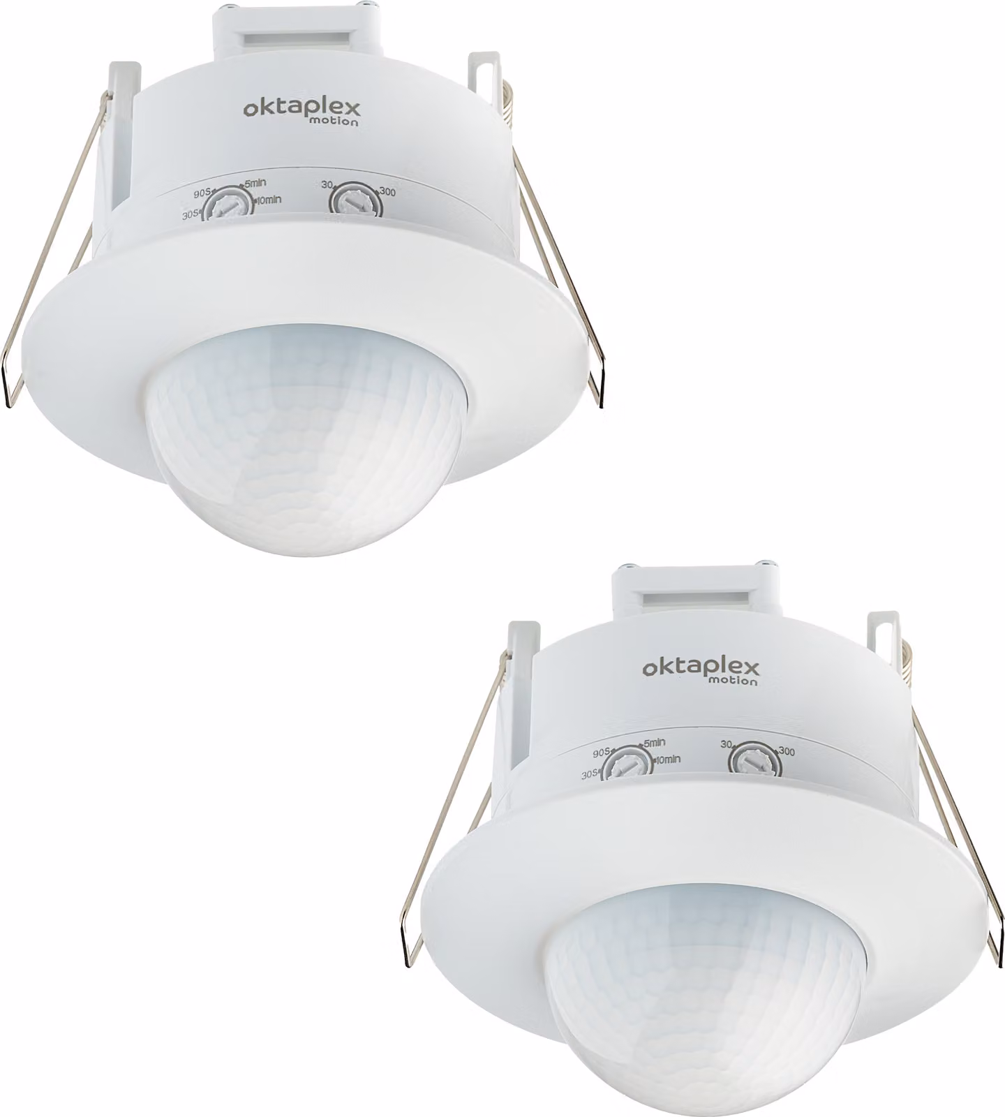 2x Oktaplex rilevatore di presenza da incasso a infrarossi a 360° rilevatore di movimento da interno da incasso 230V LED bianco adatto
