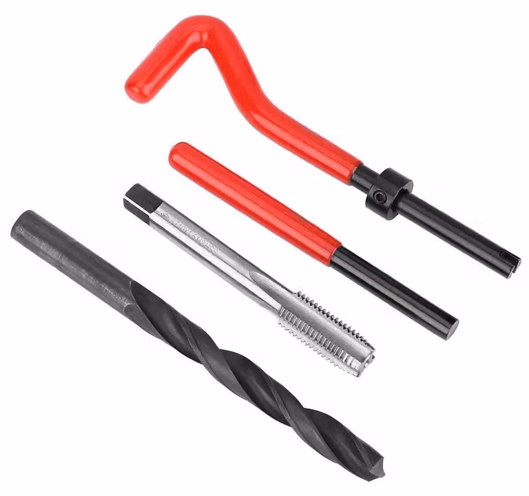 Kit di riparazione per filettature in acciaio inossidabile a 17 pezzi - M10x1.5, con chiave per maschio elicoidale e inserti per filettature. Alta resistenza, resistente all'usura, ideale per riparazioni su leghe di alluminio e altro
