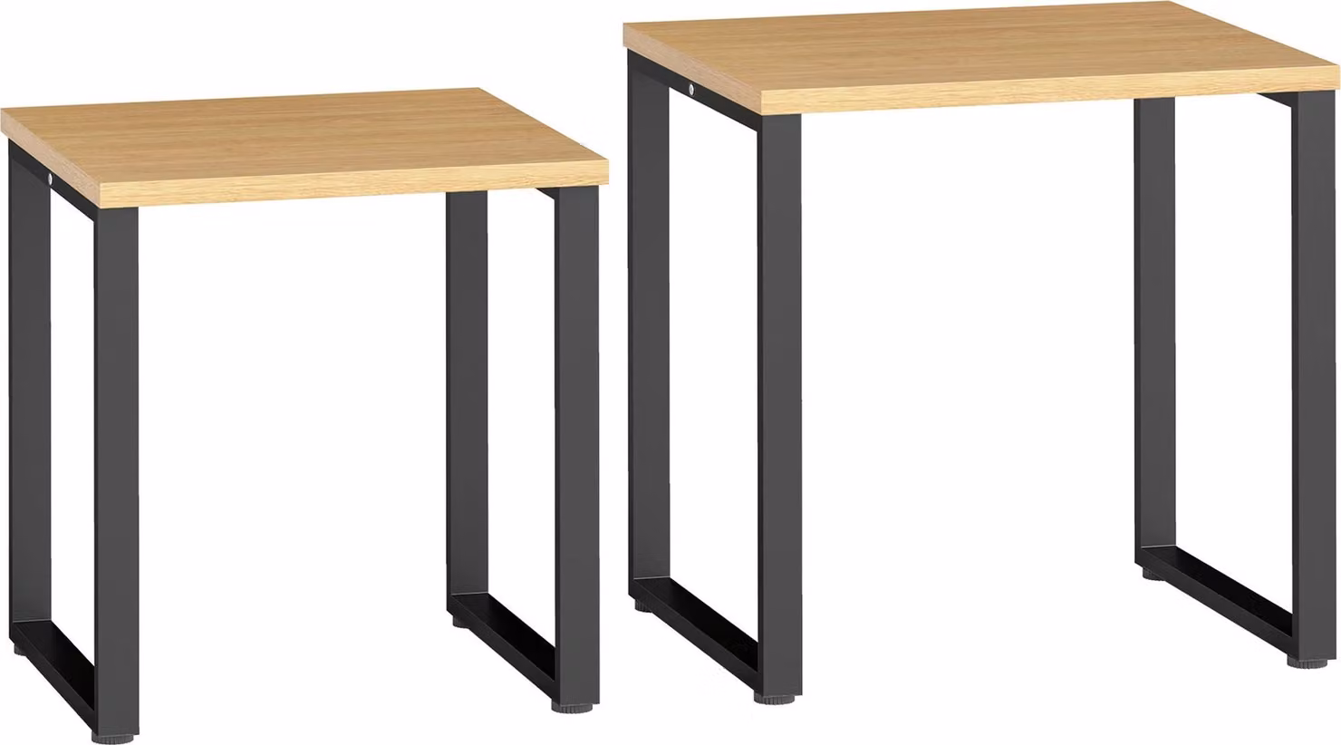 Set di 2 tavolini da caffè, effetto legno, struttura in metallo, design ad incastro