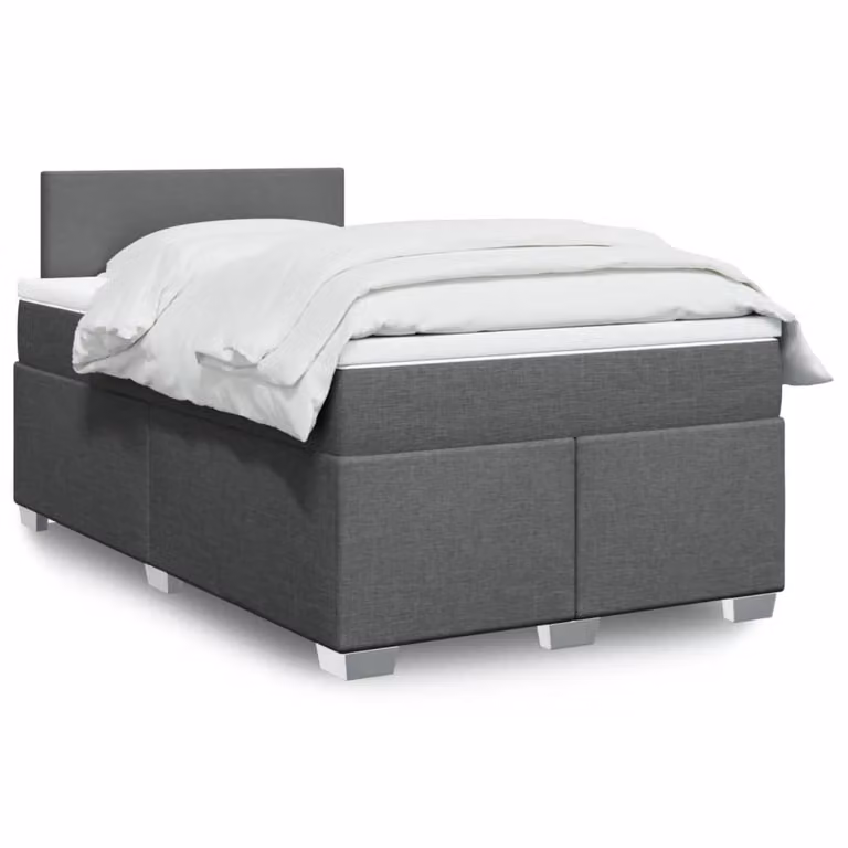 vidaXL Letto Ibrido con Materasso e Struttura Imbottita in Tessuto Grigio e Bianco L/P/H: 120 x 190 x 76,7 cm