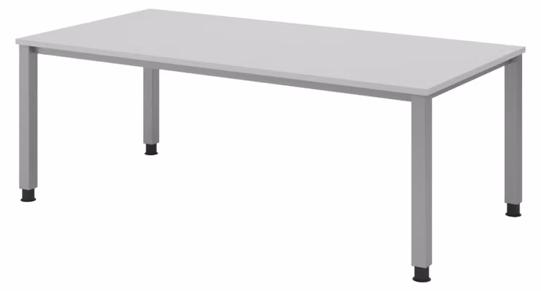 Scrivania bümö Serie Q - Struttura: argento, finitura: grigio, dimensioni: 200 x 100 cm