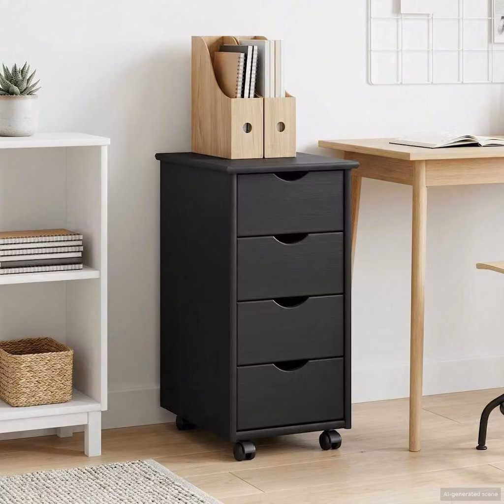 Carrello mobile con ruote vidaXL in legno di pino massello, L/P/H: 34 x 39 x 65,5 cm
