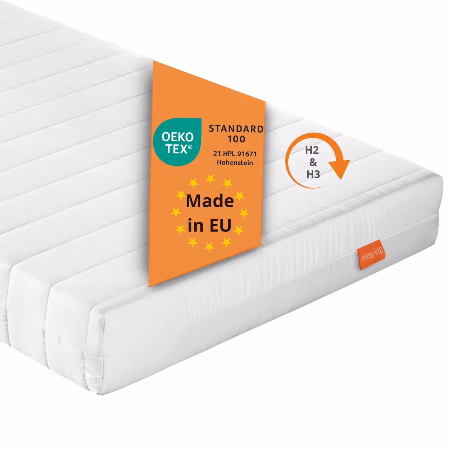 materasso ergonomico a 7 zone in schiuma fredda, 90 x 200 cm, H2 & H3, 13 cm, livello di rigidità duo, materasso reversibile, sleepling PureComfort