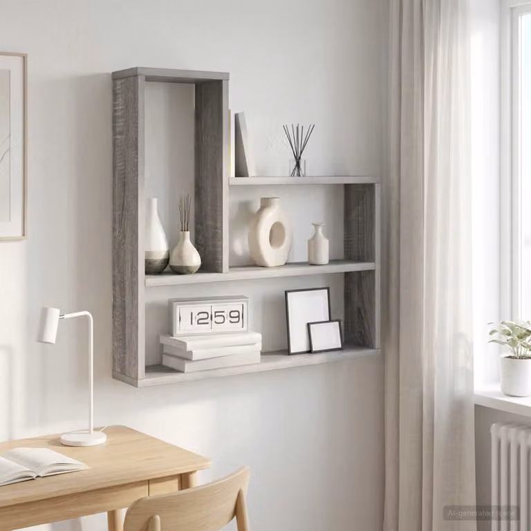 Scaffale da parete vidaXL in MDF grigio, L: 60 cm, P: 11 cm, H: 60 cm