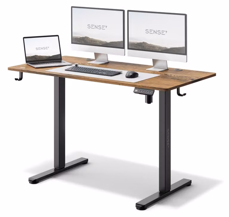 Scrivania sit-stand elettrica - 120 x 60 cm - Memoria altezza - Nero-rovere