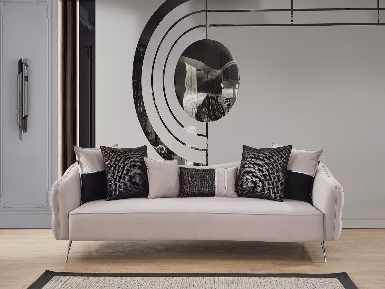 Sofa 3 Sitzer Couch Moderne Luxus Polster Wohnzimmer Textil weiße