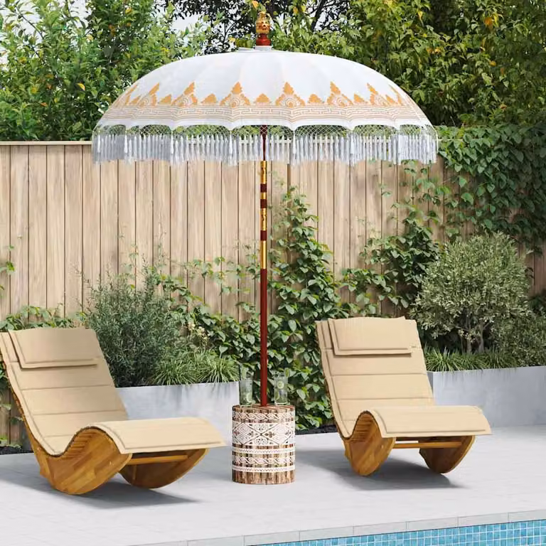 Maison Exclusive - Ombrello balinese con base, colore crema, diametro 180-190 cm