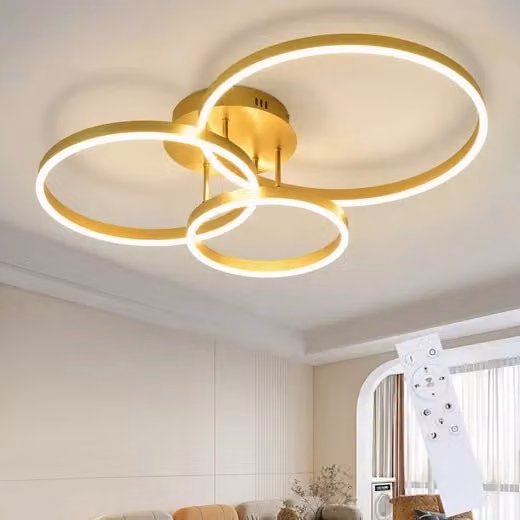 ZMH Lampada da soffitto LED moderna dorata con telecomando e funzione dimmerabile per camera da letto e soggiorno 74W