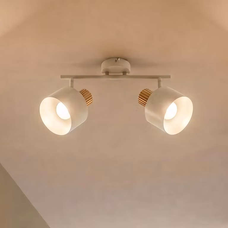 Faretto da soffitto Lindby Lenja, a 2 luci, beige, E14, metallo Lenja Lindby, dimmerabile, Crema / Ambra, Soggiorno / Sala da pranzo, Metallo, Moderno, Faretto