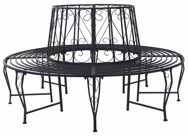 Panca da esterno, diametro 160 x 89 cm, acciaio, colore nero, forma rotonda