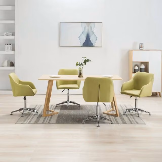 Sedie da Pranzo Girevoli 4 pz Verde in Tessuto 278437