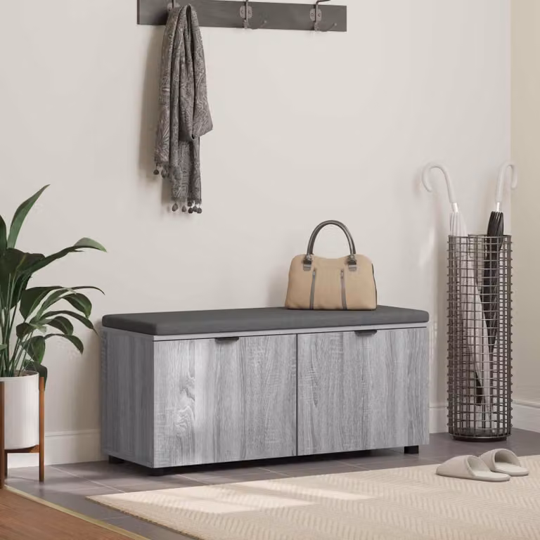 Panca per ingresso con scarpiera vidaXL in stile moderno, colore grigio, L 100 x P 38 x H 46 cm