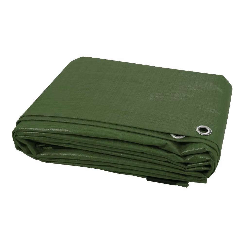 Telo protettivo verde, 110 g/m², 5 x 6 metri, impermeabile. Telo con occhielli, ideale per uso industriale, edile, nautico (per piscine, camion, imbarcazioni), campeggio. Venduto al metro. Adatto per sabbiera, mobili da giardino, trampolini, pile di legna