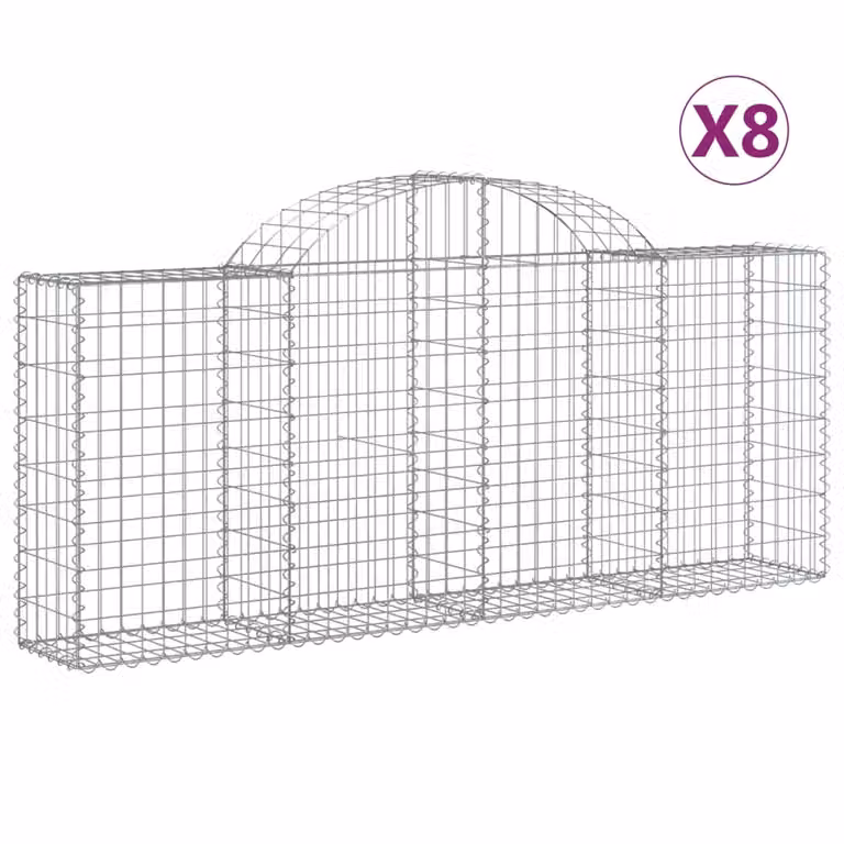 Cesti Gabbioni ad Arco 8 pz 200x30x80/100 cm Ferro Zincato