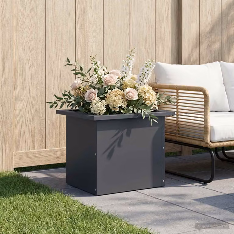 Fioriera da giardino con LED vidaXL in acciaio, colore antracite, L 40 x P 30 x H 30 cm