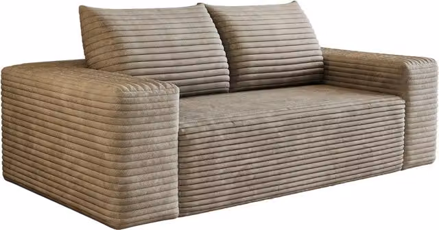 Divano Loveseat in Velluto di Cotone 180 cm, Design Modulare Senza Montaggio, Colore Camel