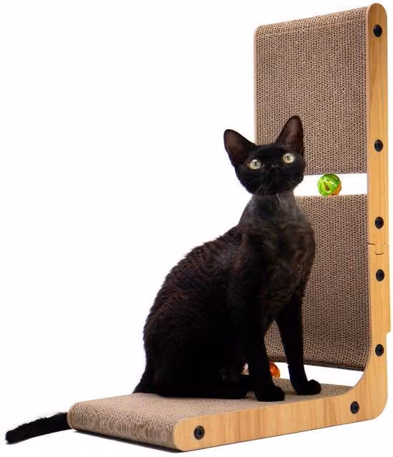 Graffiatoio per gatti a forma di L, grande, con pallina