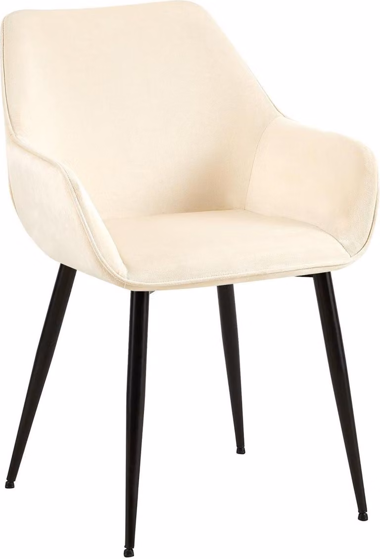 Sedia da pranzo - lusso confortevole - robusta struttura in metallo | Colore: crema | Materiale: morbido
