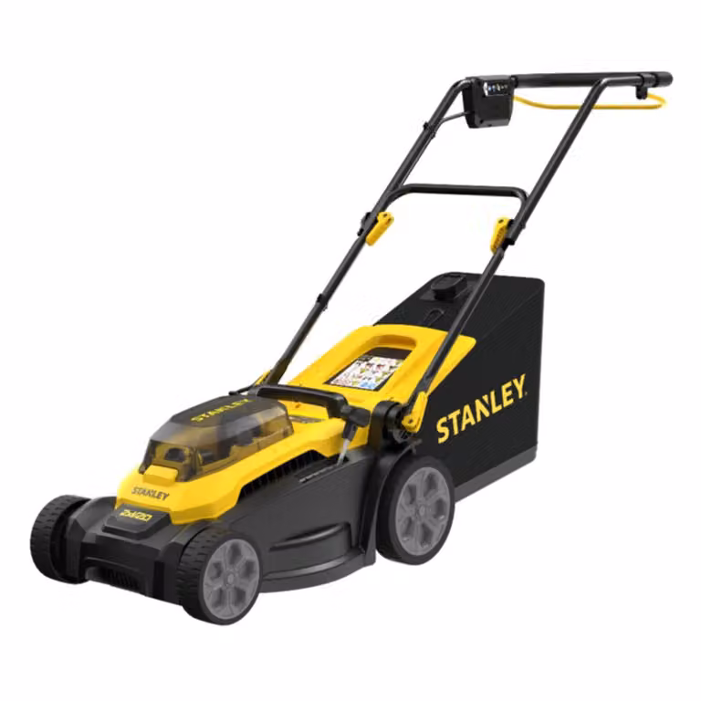 Tosaerba a batteria Stanley da 37 cm, 18 V, con 2 batterie da 4,0 Ah + caricabatterie