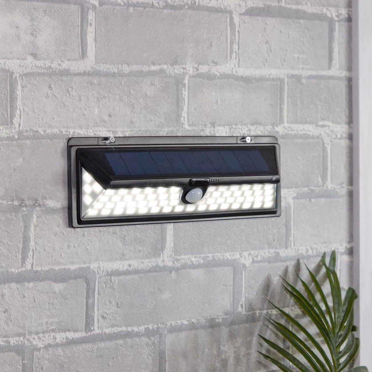 Set da 2 di applique moderne, con pannello solare, sensore di movimento PIR, 66 LED luminosi, 800 lumen, 13,2 watt, grado di protezione IP44, inclusi materiali di montaggio