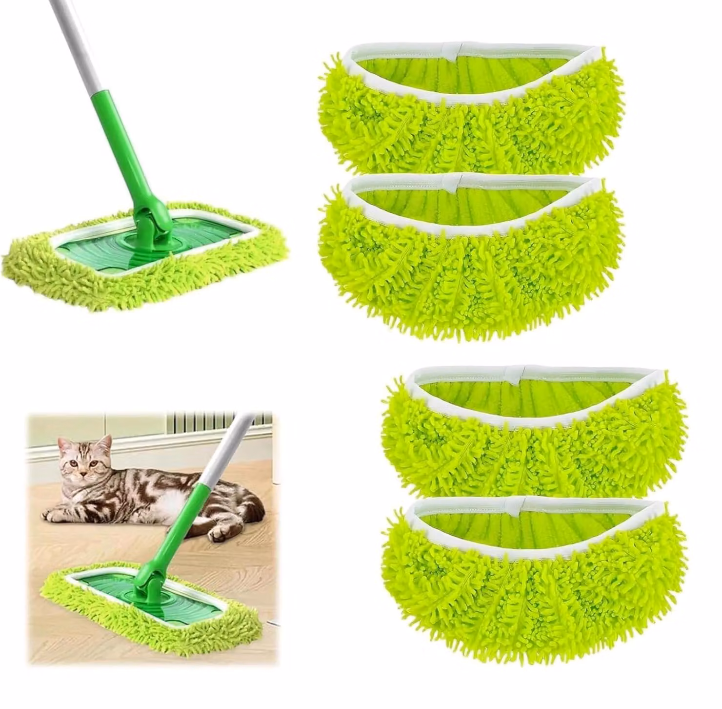 Confezione da 4 panni in microfibra riutilizzabili per mop a traino Swiffer