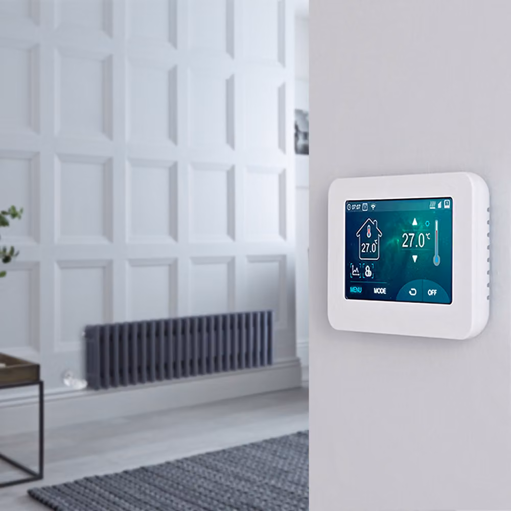 Radiatore Elettrico Regent Antracite a 3 Colonne Orizzontale con Termostato Wi-Fi Touchscreen L: 101 cm, H: 30 cm