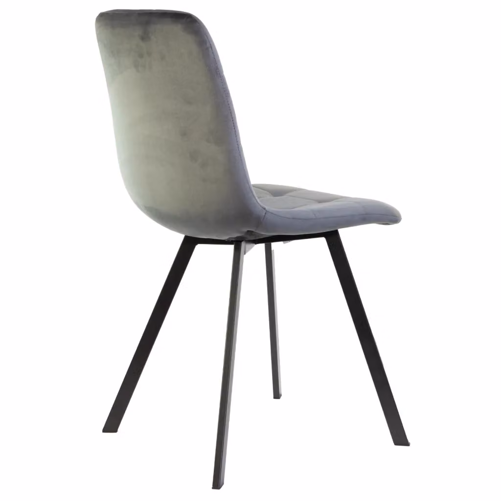 Sedia Marvin in Velluto Grigio con Struttura Monoscocca in Metallo Nero e Seduta Imbottita – 2