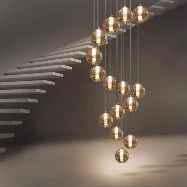 ZMH Lampada a sospensione a LED regolabile in altezza con paralume in vetro fumé per soggiorno