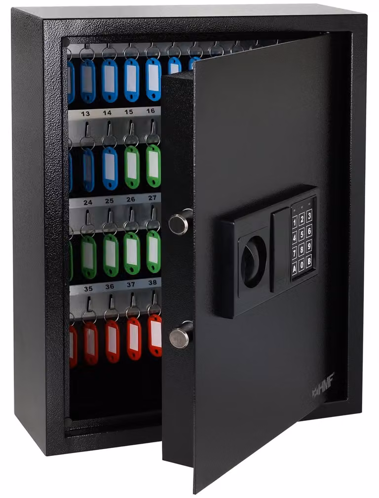 Cassaforte elettronica con serratura – 71 ganci – 46 x 36 x 12 cm – Acciaio – Nera
