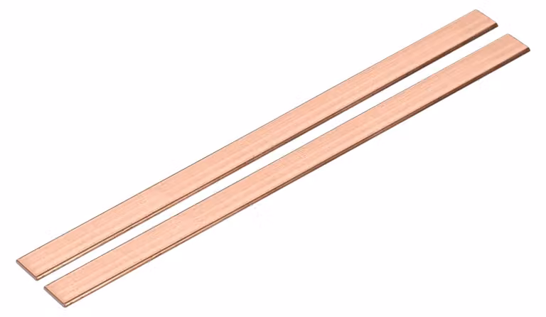 Listelli in rame piatti, 2 pezzi, dimensioni 1x8x230 mm, rame C110