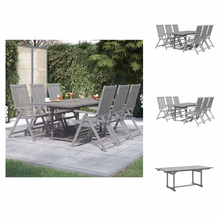 vidaXL Set da pranzo da giardino 7 pezzi in legno massiccio di acacia - Set di mobili da giardino