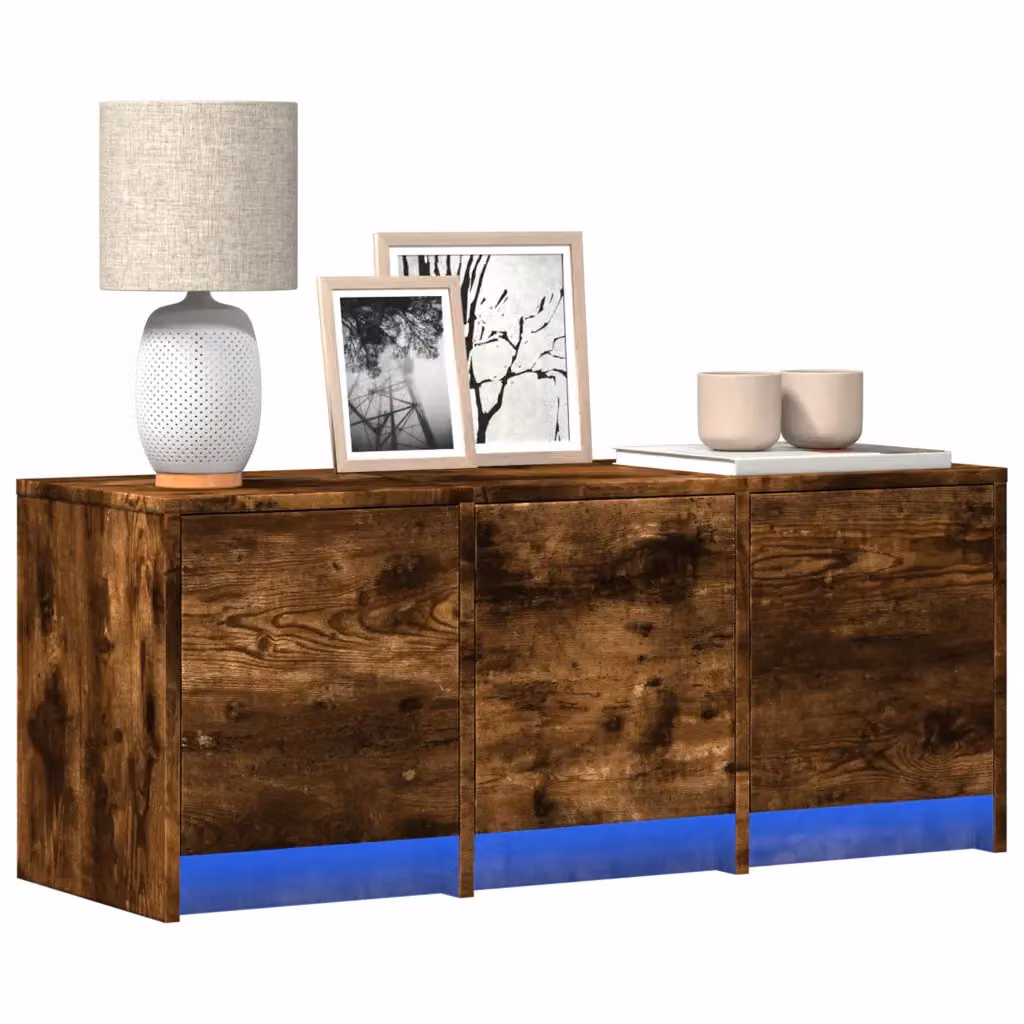 Mobile Porta TV vidaXL con LED in Rovere Fumo, L 97 cm x P 34 cm x H 40 cm