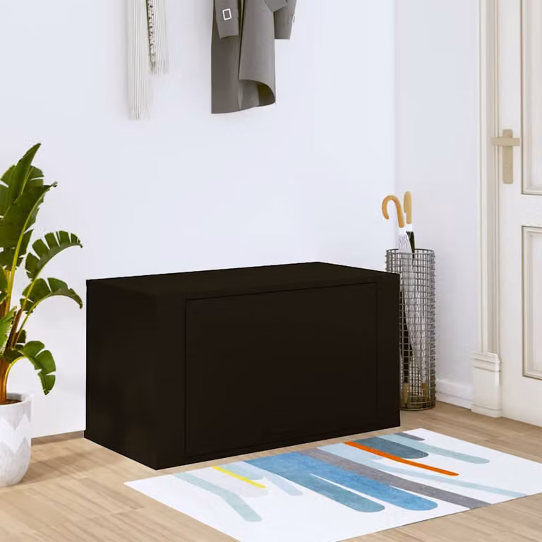 Scarpiera a parete vidaXL in legno nero opaco L 70 x P 35 x H 38 cm