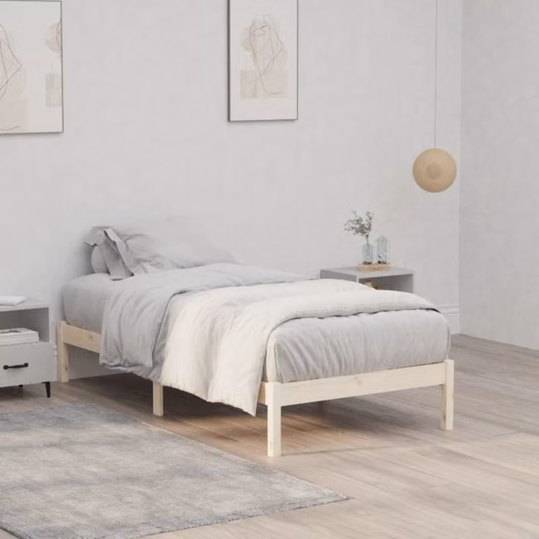 vidaXL Giroletto Doppio in Legno di Pino Naturale con Doghe Rigide L: 105,5 cm x P: 195,5 cm