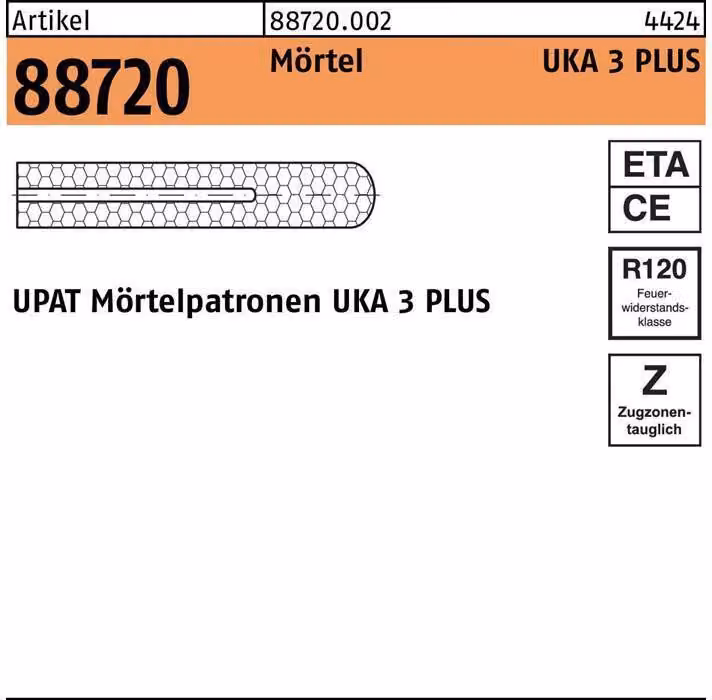 Cartuccia per malta R 88720 f.UKA 3 PLUS M 8 resina poliestere