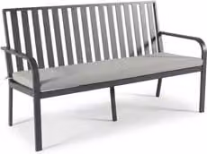 Panchina da giardino Amicasa a 3 posti in alluminio antracite con cuscini inclusi