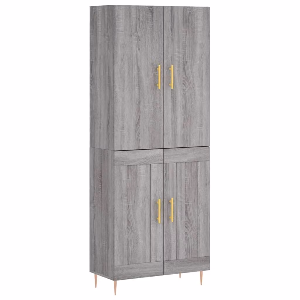 Credenza Grigio Sonoma 69,5x34x180 cm in Legno Multistrato