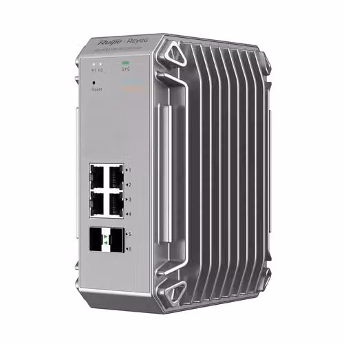 Switch Industriale Reyee Cloud L2 Full Managed IP40 RG-NIS3100-4GT2SFP-HP con 4 porte 1GE PoE+ (Budget 120W) e 2 porte SFP, Colore Argento – 2