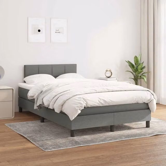Letto Ibrido vidaXL con Giroletto a Molle e Materasso, Grigio e Bianco, L/P/H: 120 x 200 x 88 cm