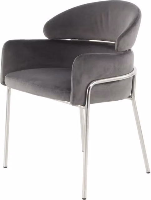 Sedia Elva 100 Grigio e Argento in Velluto