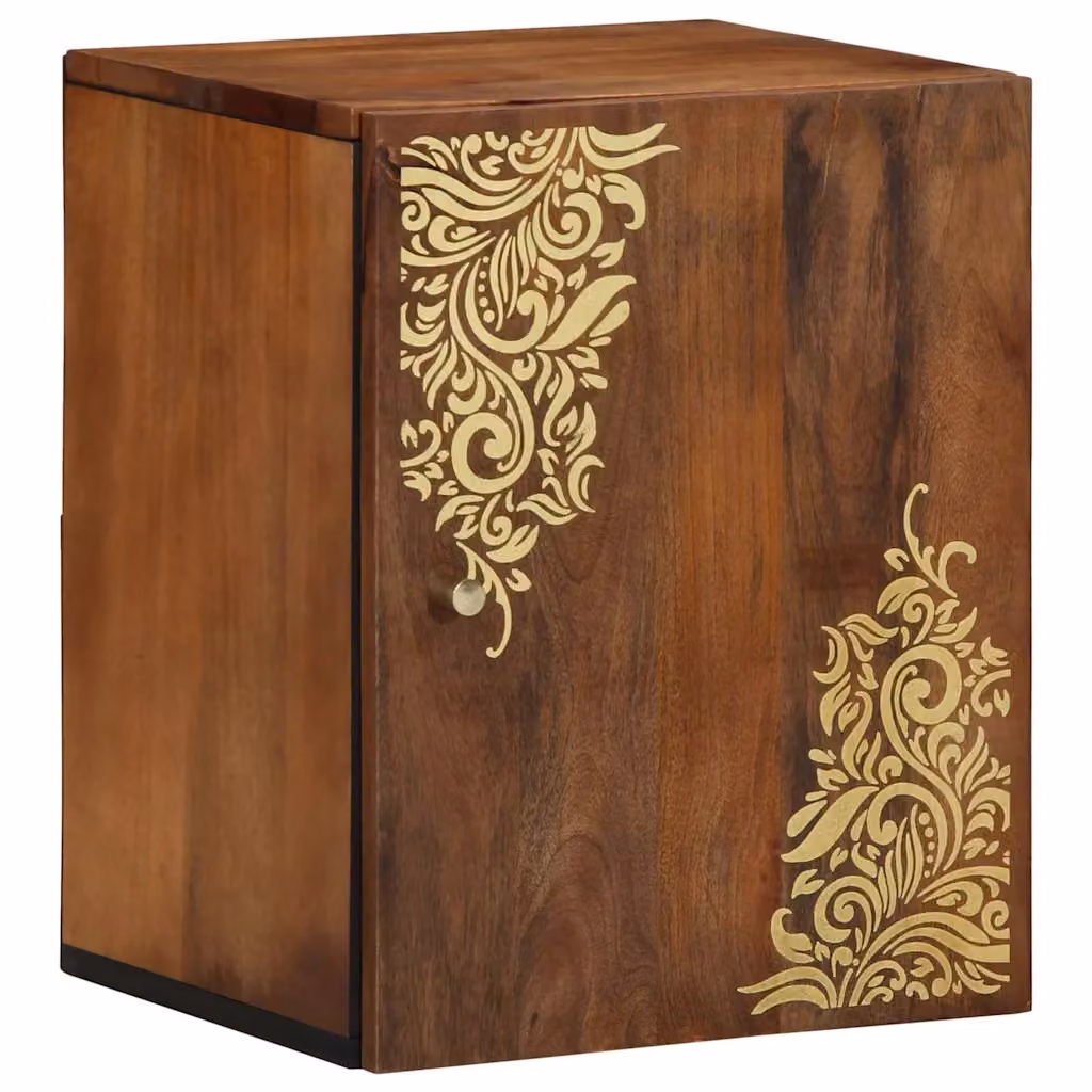 Armadietto a muro vidaXL in legno color marrone e oro con ante a battente, L: 38 cm, P: 33 cm, H: 48 cm