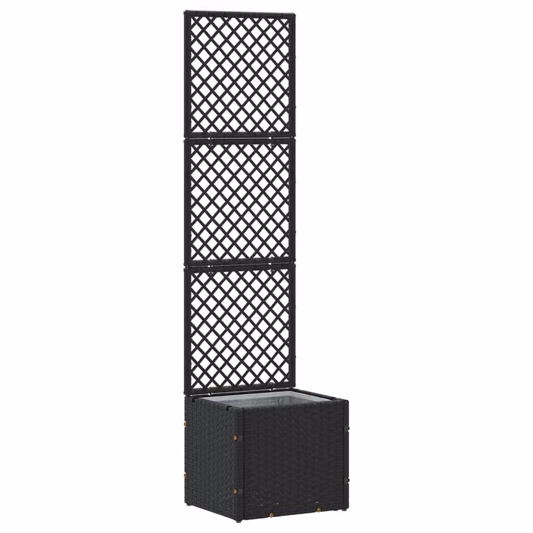 Fioriera a traliccio da giardino con vaso vidaXL in metallo Nero L: 35 cm, P: 30 cm, H: 135 cm