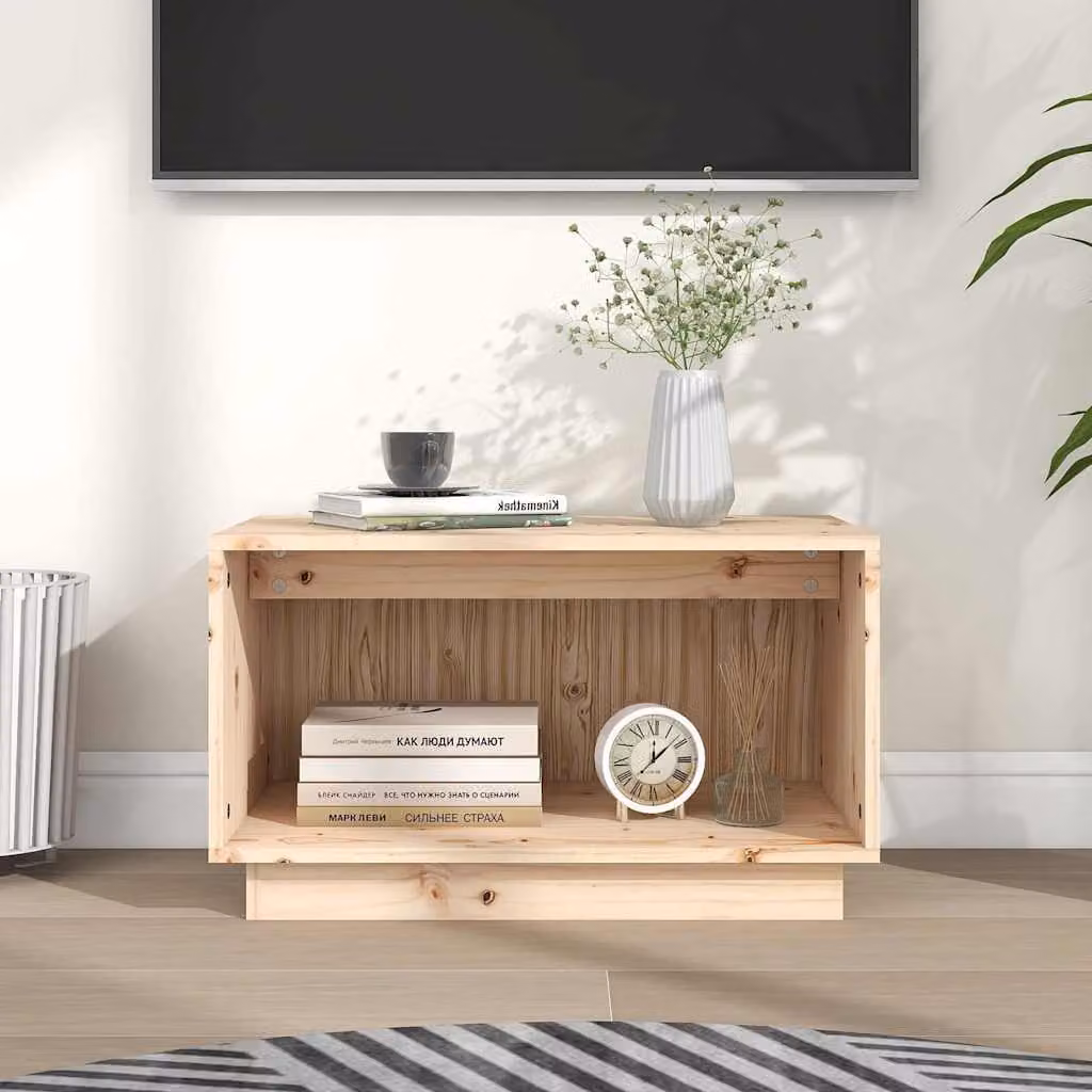 vidaXL Mobile Porta TV in Legno di Pino Rustico, Marrone e Beige, L 60 x P 35 x H 35 cm