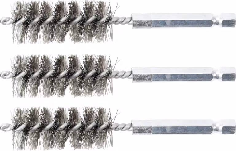 BGS spazzola in acciaio 18 mm esagono esterno 6,3 mm (1/4") 3 pezzi - 3078-18-S