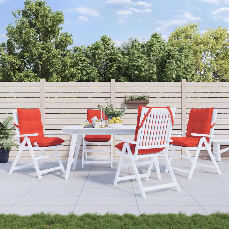 Set di 4 cuscini per sedia con schienale basso vidaXL in tessuto Oxford rosso, traspiranti e idrorepellenti